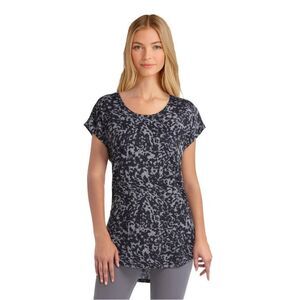 𝅺H Halston Studio Size Medium Super Soft Jersey Tee Grey Abstract Animal Print